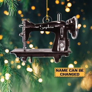 Sewing Machine Christmas Ornament for Mom, Custom Name Sewer Christmas Ornament for Her, Sewing Gift, Sewing Ornament for Sewing Lovers