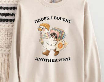 Funny Goose Vinyl Record Sweatshirt, Indie Music Lover Gift