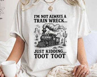 Rolig tågvrak unisex t-shirt, nyhet grafisk t-shirt