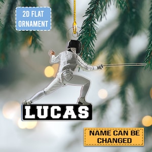 Custom Personalized Fencing Ornament,  Acrylic 2D Ornament, Custom Name For Fencer, Christmas Fencer Decor, Great Gift For fencer Lover