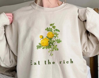 Camiseta "Come a los ricos", camiseta unisex de tendencia, camiseta estética vintage activista, camiseta botánica feminista, sudadera con capucha "Come a los ricos"