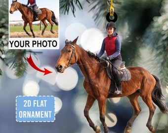 Personligt foto av ridning, julgransprydnad i akryl 2D