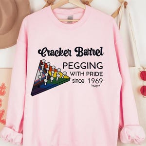 Cracker Barrel Pegging With Pride Since 1969 Shirt, Trending Unisex Tee Shirt, Pride Shirt, Pride Month Shirt, LGBTQ Sweatshirt Hoodie