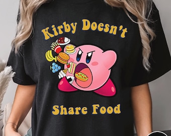 Maglietta divertente Kirby non condivide il cibo, maglietta unisex Kirby, maglietta regalo Friends Kirby, felpa Kirby non condivide il cibo, regalo con felpa con cappuccio unica