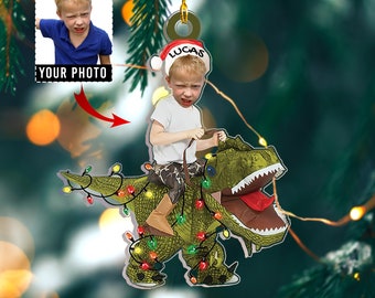 Décoration de Noël personnalisée dinosaures, décoration de Noël pour enfants mignons, cadeaux dinosaures, Noël T-Rex mignon pour garçons, décoration de Noël pour garçons