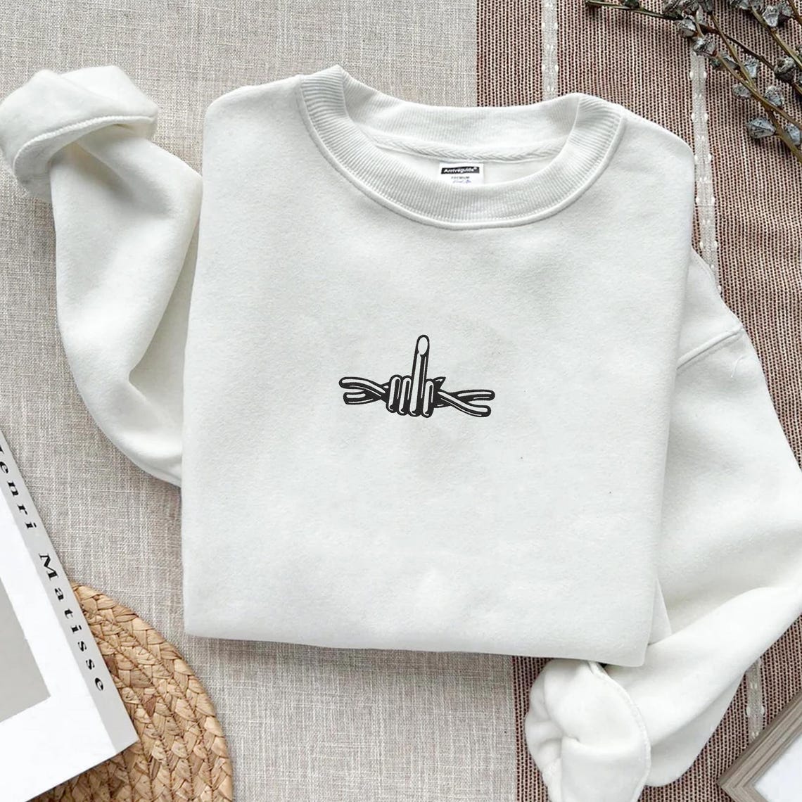 Middle Finger Pattern Pink Embroidery File Middle Finger Barbed Wire, Edgy Hand Gesture Embroidery ...