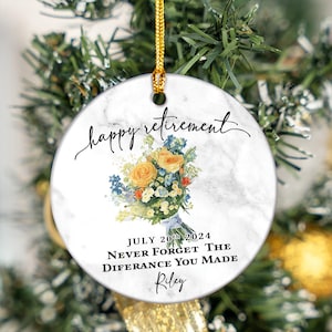 Personalized Retirement Ornament, Christmas Gift, Christmas Home Decor Ornament, Gift for Coworker, Never Forget the Difference You Made