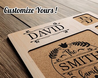 Bandeja de mantel personalizado de madera Bandeja de tablero de servicio Foodie tablero de regalo de calentamiento de la casa personalizado Impresión de nombre de monograma