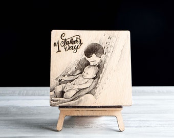 Foto personalizada en madera, Foto grabada en madera, Regalo personalizado, Marco de recuerdo de retrato familiar