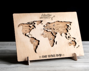 Weltkarte Pin Board Benutzerdefinierte Wandkunst für Ihr Zuhause, personalisieren Sie Ihren Raum mit einem Cork World Map Board; Reise-Memory