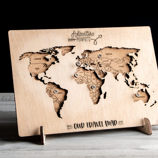 Weltkarte Pin Board Benutzerdefinierte Wandkunst für Ihr Zuhause, personalisieren Sie Ihren Raum mit einem Cork World Map Board; Reise-Memory