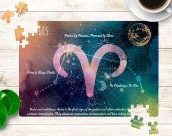 Rompecabezas de Aries: rompecabezas del zodíaco de 120 o 252 piezas, regalo de astrología, actividad familiar divertida, decoración del hogar, idea de regalo única