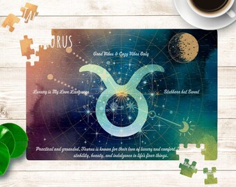Rompecabezas de Tauro - Rompecabezas del zodíaco de 120 o 252 piezas, regalo de astrología, actividad familiar divertida, decoración del hogar, idea de regalo única