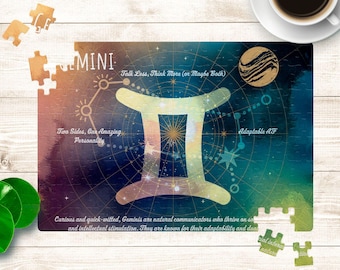 Rompecabezas de Géminis: rompecabezas del zodíaco de 120 o 252 piezas, regalo de astrología, actividad familiar divertida, decoración del hogar, idea de regalo única