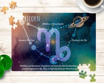 Capricornio - Rompecabezas del zodíaco de 120 o 252 piezas, regalo astrológico, actividad familiar divertida, decoración del hogar, idea de regalo única