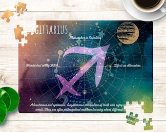 Rompecabezas de Sagitario - Rompecabezas del zodíaco de 120 o 252 piezas, regalo de astrología, actividad familiar divertida, decoración del hogar, idea de regalo única