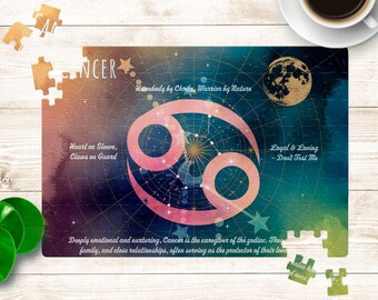 Rompecabezas de cáncer: rompecabezas del zodíaco de 120 o 252 piezas, regalo de astrología, actividad familiar divertida, decoración del hogar, idea de regalo única