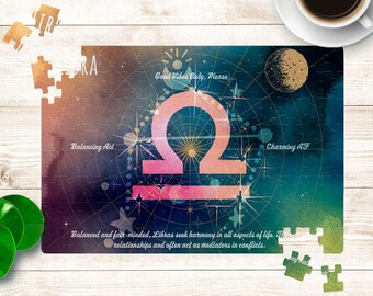 Rompecabezas de Libra: rompecabezas del zodíaco de 120 o 252 piezas, regalo de astrología, actividad familiar divertida, decoración del hogar, idea de regalo única
