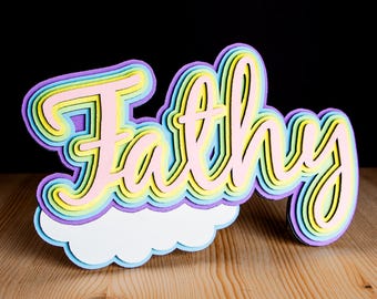 Adorno de madera 3D personalizado con nombre, decoración de tartas personalizada, fiesta de cumpleaños, arte de pared para niños, celebración colorida