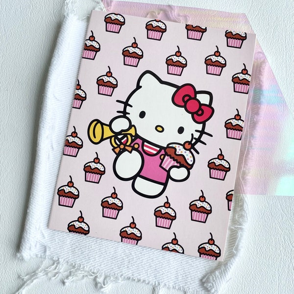 Vintage Kawaii notecard: cupcake