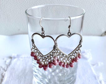 Large heart Chandeliers- rose pink