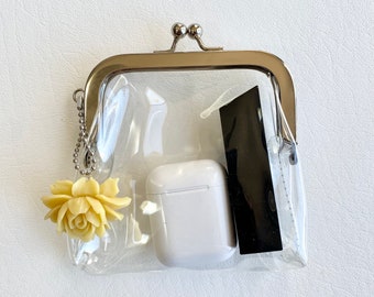 Medium Clear coin purse: yellow flower