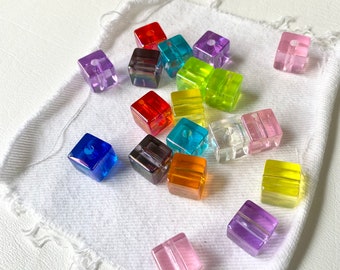 Plastic block beads: assorted