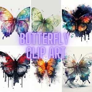 Aquarell Fantasy Bunte Schmetterling Grafik Bundle, Schmetterlinge Clipart Bundle, Magie, PNG Format für kommerzielle Nutzung