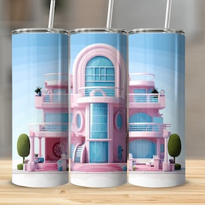Dream House Tumbler Wrap 20oz Skinny PNG | Pink 3D Sublimation Design | Straight & Tapered | Instant Digital Download