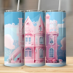 Dream House Pink Tumbler Wrap 20oz Skinny PNG | 3D Sublimation Design | Straight & Tapered Wrap | Instant Digital Download