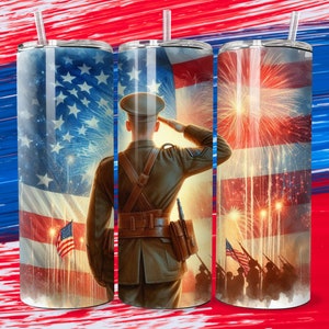 American Soldier Veteran Tumbler Sublimation Design 20oz Straight & Tapered Tumbler USA Military Appreciation PNG Instant Digital Download