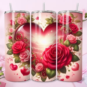 Valentine Tumbler Sublimation Designs Downloads 20oz Skinny Straight & Tapered 3D Valentine Tumbler PNG Wrap Valentines Day Tumbler Wrap