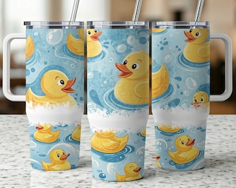Cute Rubber Duckies 40oz Tumbler Wrap, 40oz Duck Tumbler Sublimation, Fun Bath Time Design,  Seamless Duck Wrap, Digital Download