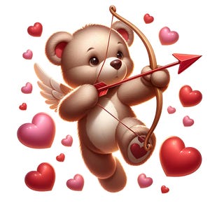 Watercolor Valentines Teddy Bear Clipart Bundle, 12 PNG Valentines Day Clipart, Valentines Teddy Bear, Love Bears PNG, Commercial Use