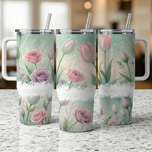 40oz Tulip Tumbler Wrap, Seamless Tulip Wrap, Vibrant Tulips 40oz Quencher Tumbler Sublimation Wrap, Gift for Her, Digital Download
