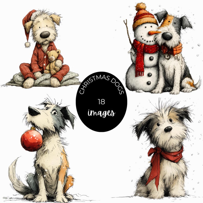 Christmas Dog Clipart Bundle 18 PNG Watercolor Puppy Clipart Cute ...