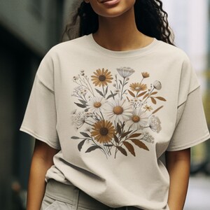 Floral Cottagecore PNG | Botanical Daisy Download | Spring Flowers Sublimation Design | Summer Flower Design for Shirt for Mug for Tote