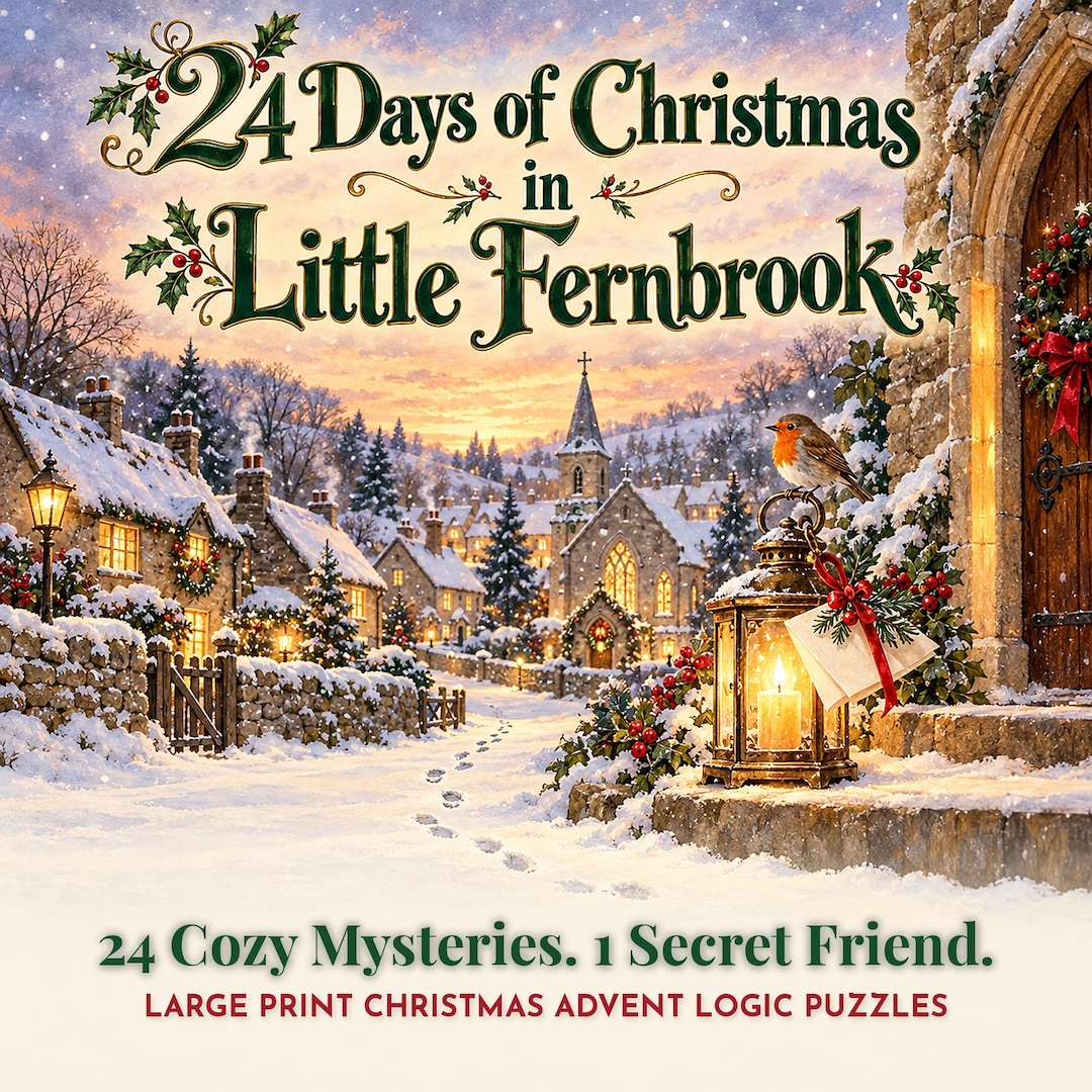 Christmas Mystery Advent Calendar Printable Cozy Logic Puzzles Large