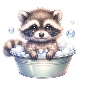 Simpatici cuccioli di animali nella vasca da bagno, 12 Clipart PNG per bagnoschiuma, Arte murale per la cameretta dei bambini, Stampa di cuccioli di animali, Vasca da bagno vintage con piedini ad artiglio, Download digitale