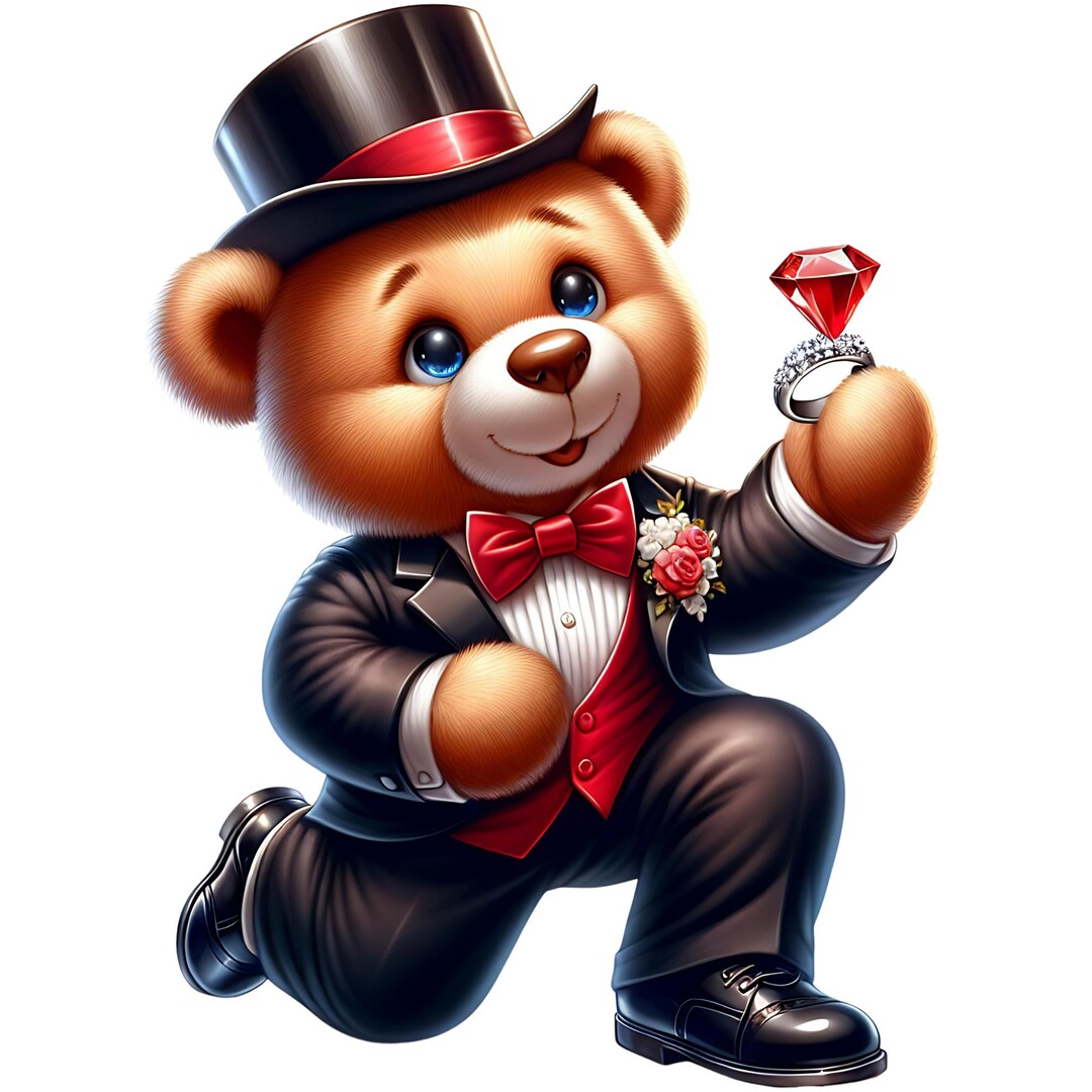 Watercolor Valentines Teddy Bear Clipart Bundle, 12 PNG Valentines Day ...