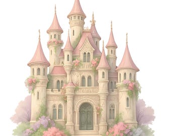 Princess Castle Clipart Bundle – 12 Romantic Fairytale Castles PNG | Castlecore Aesthetic | Fantasy Romantasy Art for Sublimation & Crafts