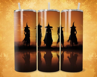 Witch Tumbler 20oz Skinny Tumbler Witch Coven Diseño de sublimación Recto cónico Wicca Tumbler Wrap Halloween Descarga digital PNG
