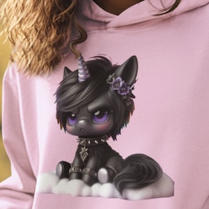 Cute Goth Unicorn PNG, Spooky Unicorn Clipart, Gothic Unicorn Sublimation Design, Pastel Goth Digital Download, Printable, Tote Tshirt Mug