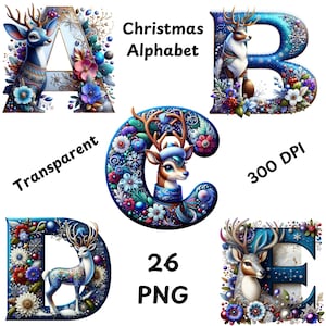 Weihnachten Alphabet PNG 26 Weihnachten Buchstaben Clipart Rentier Alphabet PNG Festliche Weihnachten Schrift Gekritzel Rentier Schrift Clipart Karten, Shirts