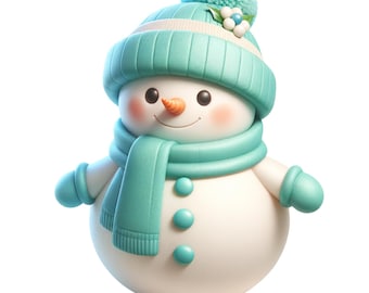 Snowman Clipart, Cute Snowman Clipart Bundle 12 png, For Card Making, Shirts, Mugs, Watercolor Christmas Snowman Download, Commercial Use