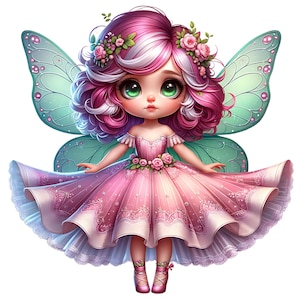 Quirky Spring Fairies Clip Art, 12 Watercolor Spring Fairies PNG, Junk Journaling, Scrapbooking, Digital Download, Fantasy, Whimsical Fairy