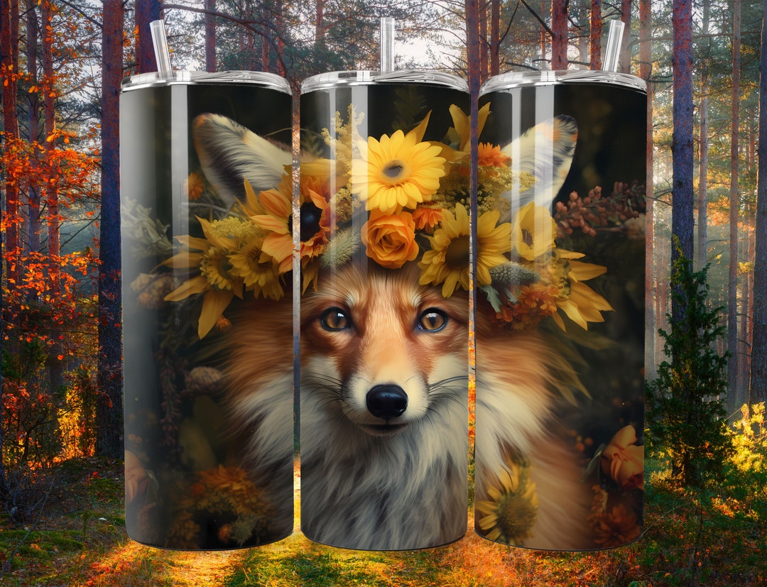 Fox Tumbler 20oz Skinny Tumbler Sublimation Floral Boho Design Straight ...