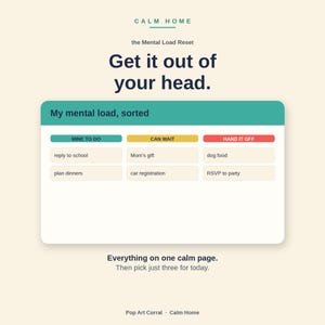 Mental Load Planner Printable, Brain Dump for Overwhelmed Moms, Weekly Reset To-Do List, ADHD Mental Load Worksheet, Default Parent Planner