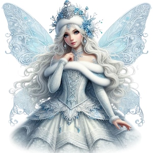 Bundle de cliparts fées d'hiver, 18 fées d'hiver png, png de fée des neiges, png d'art de chambre d'enfant, scrapbooking, fabrication de cartes, produits imprimables, t-shirts