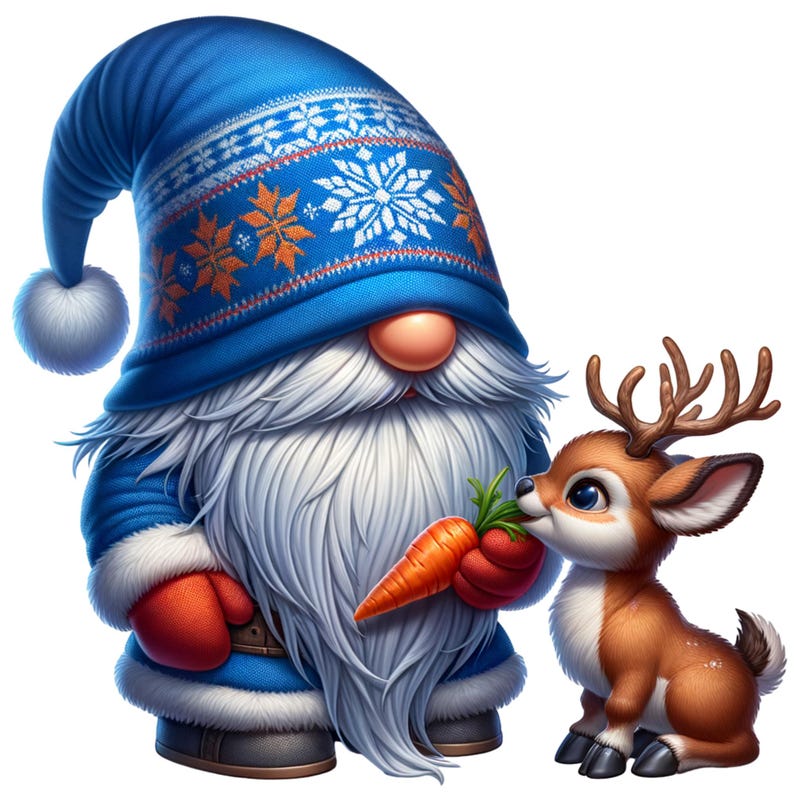 Blue Christmas Gnome Clipart Bundle - 12 PNG images of cute gnomes dressed in blue winter outfits with transparent backgrounds. Perfect for commercial use in digital and print designs.